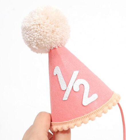 Baby Half Birthday Cone Hat - Baby 1/2 Birthday Hat, Six Months Baby Party Hat Outfit, Half Way to One Birthday Party in Saudi Arabia