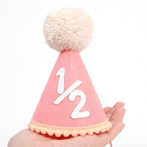 Baby Half Birthday Cone Hat - Baby 1/2 Birthday Hat, Six Months Baby Party Hat Outfit, Half Way to One Birthday Party in Saudi Arabia