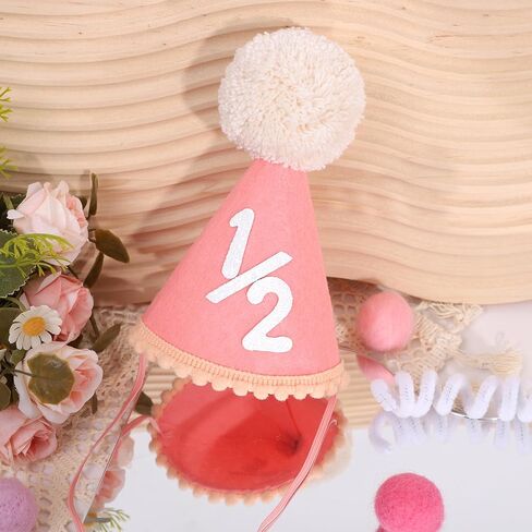 Baby Half Birthday Cone Hat - Baby 1/2 Birthday Hat, Six Months Baby Party Hat Outfit, Half Way to One Birthday Party in Saudi Arabia