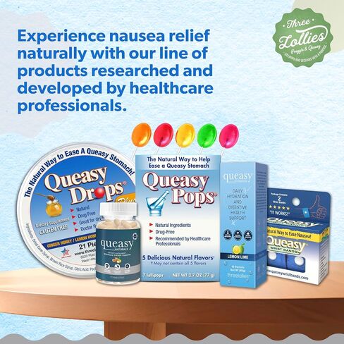 Three Lollies Queasy Anti-Nausea Wristbands – Nausea & Vomiting Relief from Morning Sickness, Motion Sickness, Migraine - Clinically Tested - Acupressure Wristband - 1 Count (2 Wristbands) – White in Kuwait