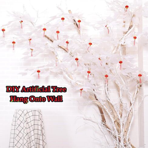 300cm/118inch Bendable White Artificial Tree Branches Fake Cherry Twig Grape Twisted Vines Wall Hanging Plants Creeper Reptile Climbing Garland for Craft Door Christmas Swing Arch Decoration (Medium) in Kuwait