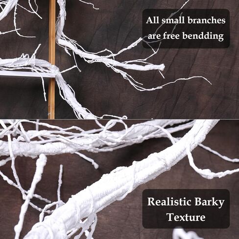 300cm/118inch Bendable White Artificial Tree Branches Fake Cherry Twig Grape Twisted Vines Wall Hanging Plants Creeper Reptile Climbing Garland for Craft Door Christmas Swing Arch Decoration (Medium) in Kuwait