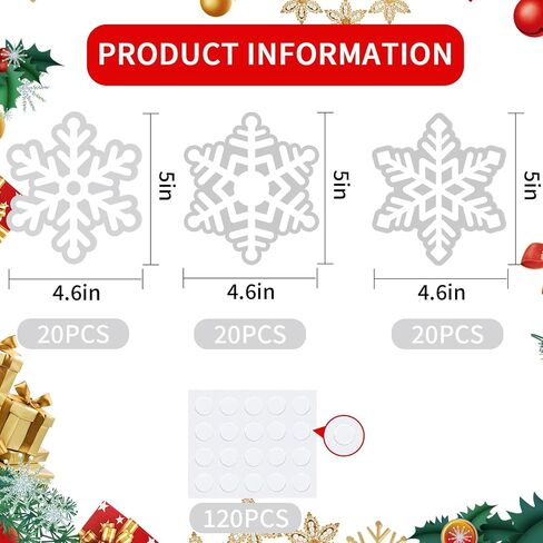 Vuzvuv 60Pcs White Paper Snowflakes Cutouts with Glue Points,Snowflakes Cut Outs Winter Christmas Decorations for Classroom Bulletin Board Party in Kuwait