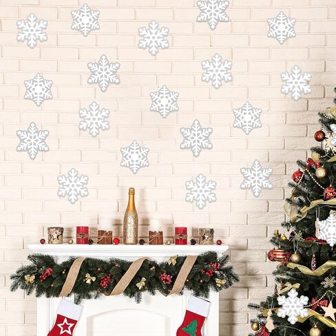 Vuzvuv 60Pcs White Paper Snowflakes Cutouts with Glue Points,Snowflakes Cut Outs Winter Christmas Decorations for Classroom Bulletin Board Party in Kuwait