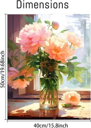eniref Paint by Numbers for Adults, Vase Flowers by Window DIY Arts and Crafts for Adults Beginners, Acrylic Paint by Numbers Kits with Paints and Brushes,Perfect for Home Decor 16X20 Inch in Saudi Arabia