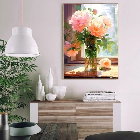 eniref Paint by Numbers for Adults, Vase Flowers by Window DIY Arts and Crafts for Adults Beginners, Acrylic Paint by Numbers Kits with Paints and Brushes,Perfect for Home Decor 16X20 Inch in Saudi Arabia