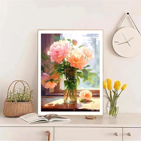 eniref Paint by Numbers for Adults, Vase Flowers by Window DIY Arts and Crafts for Adults Beginners, Acrylic Paint by Numbers Kits with Paints and Brushes,Perfect for Home Decor 16X20 Inch in Saudi Arabia