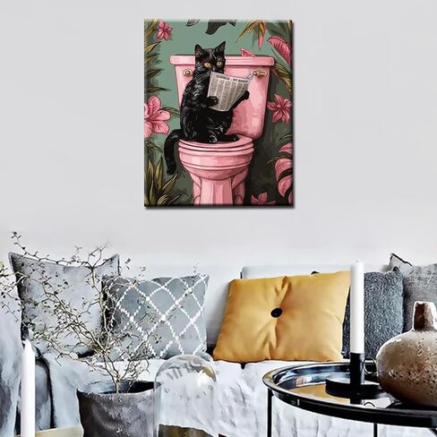 Funny Lion Bathroom Paint by Numbers for Adults Lion in Toilet DIY Oil Painting Gift Kits Tropical Jungle Lion Paint by Number Kits Canvas Farmhouse Arts Craft Modern Home Decor16x20In no Frame in Saudi Arabia