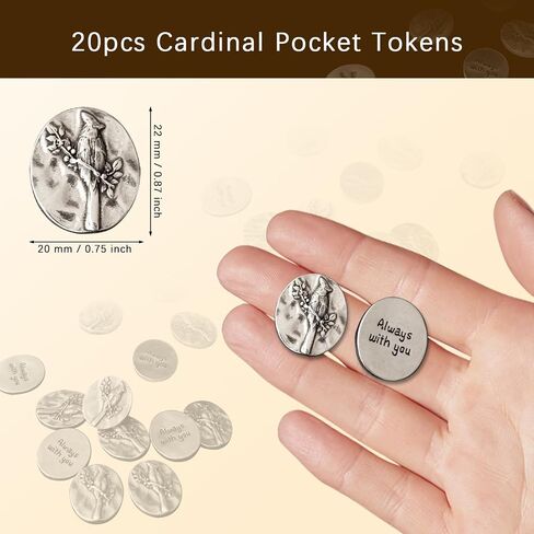Cardinal Memorial Coin - Vintage Funeral Keepsakes for in Memory of Loved Ones - Pocket Angel Tokens Wedding Presents Remembrance Gifts (Silver/20pcs) in Saudi Arabia