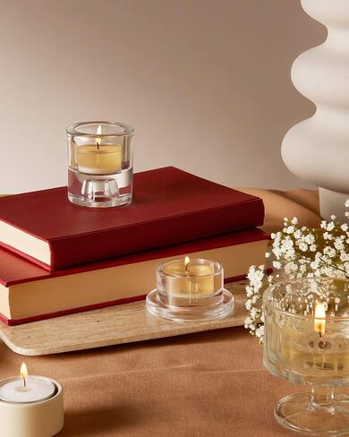 Bolsius Tealight Candles - Clear Cup - White - Box of 24 Transparent Tealights - Long Burning Time of 6 Hours - Interior Decoration - Unscented - Smokeless - Includes Natural Vegan Wax - No Palm Oil in Saudi Arabia