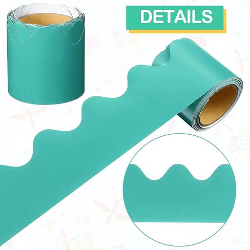 Chinco 12 Rolls Bulletin Board Border Scalloped Border Trim 196 Feet Rolled Borders Classroom Bulletin Boarder Decorative Multicolor Trim Board Border for School, Wall, Classroom Decoration, 12 Colors in Saudi Arabia