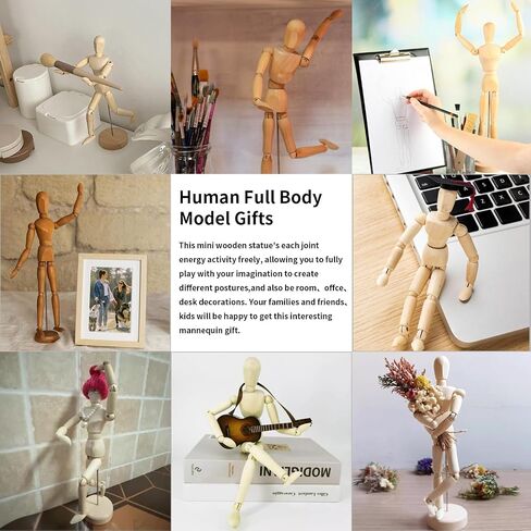 12" Art Drawing Hand Model,8" Artist Wooden Mannequin Figure Human People Manikin Supplies Stop Motion Figure Kit,Wooden Tools Posable Figure for Drawing,Painting,Sketching in Kuwait