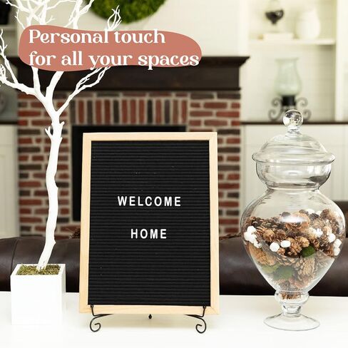 Felt Letter Board - 680 Letters, Numbers & Symbols, 16 x 12 inch, Changeable Message Board for Quotes, Notes & Announcements, Wood Frame, Farmhouse Decor Wall and Tabletop, 2 Storage Bags, Light brown frame with Black board in Saudi Arabia