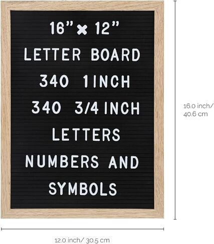 Felt Letter Board - 680 Letters, Numbers & Symbols, 16 x 12 inch, Changeable Message Board for Quotes, Notes & Announcements, Wood Frame, Farmhouse Decor Wall and Tabletop, 2 Storage Bags, Light brown frame with Black board in Saudi Arabia
