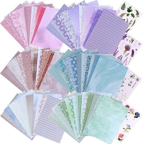90pcs Mesh and Scrapbook Paper with 4 Stickers Sheets Kit, 5.3x7 in Mixed Media Scrapbooking Pattern Paper Mesh Supplies for Junk Journal Bullet Planner Card Making Vintage College Craft Art in Saudi Arabia