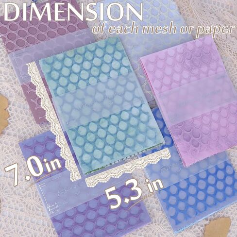 90pcs Mesh and Scrapbook Paper with 4 Stickers Sheets Kit, 5.3x7 in Mixed Media Scrapbooking Pattern Paper Mesh Supplies for Junk Journal Bullet Planner Card Making Vintage College Craft Art in Saudi Arabia