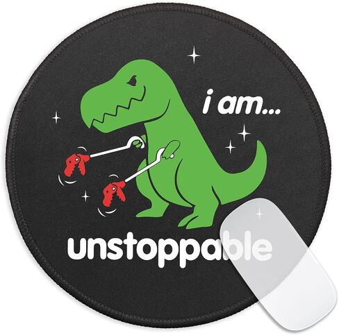 لوحة ماوس مستديرة مضحكة على شكل تي ريكس، لوحة ماوس I Am Unstoppable لألعاب الكمبيوتر المحمول، حصيرة ماوس ملهمة مع قاعدة مطاطية غير قابلة للانزلاق وحافة مخيطة لديكور مكتب ماوس الكمبيوتر اللاسلكي in Saudi Arabia