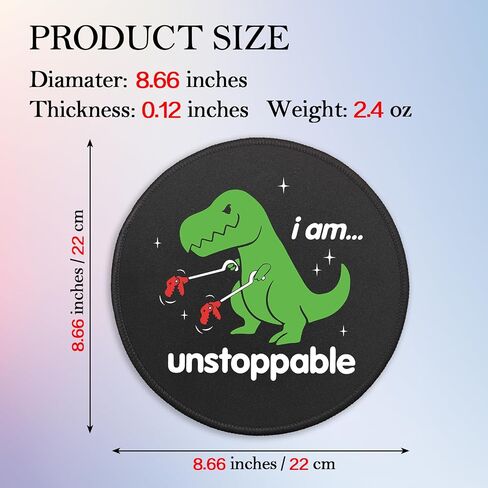 لوحة ماوس مستديرة مضحكة على شكل تي ريكس، لوحة ماوس I Am Unstoppable لألعاب الكمبيوتر المحمول، حصيرة ماوس ملهمة مع قاعدة مطاطية غير قابلة للانزلاق وحافة مخيطة لديكور مكتب ماوس الكمبيوتر اللاسلكي in Saudi Arabia