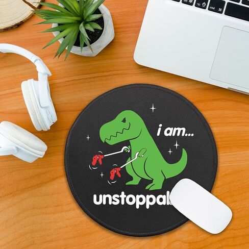 لوحة ماوس مستديرة مضحكة على شكل تي ريكس، لوحة ماوس I Am Unstoppable لألعاب الكمبيوتر المحمول، حصيرة ماوس ملهمة مع قاعدة مطاطية غير قابلة للانزلاق وحافة مخيطة لديكور مكتب ماوس الكمبيوتر اللاسلكي in Saudi Arabia