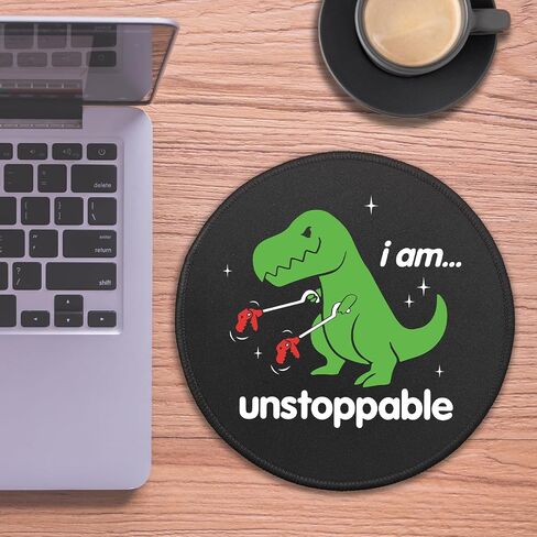 لوحة ماوس مستديرة مضحكة على شكل تي ريكس، لوحة ماوس I Am Unstoppable لألعاب الكمبيوتر المحمول، حصيرة ماوس ملهمة مع قاعدة مطاطية غير قابلة للانزلاق وحافة مخيطة لديكور مكتب ماوس الكمبيوتر اللاسلكي in Saudi Arabia