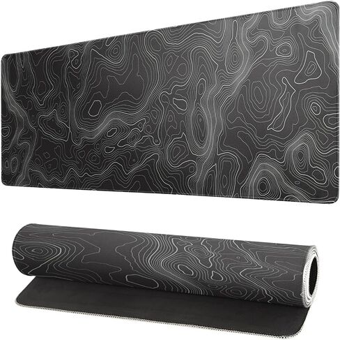 Japanese Black Sea Wave Mouse Pad Abstract Black Gaming Mouse Pad 31.5x11.8 Inch Sea Wave Texture Non-Slip Rubber Base Wave Large Mousepad Stitched Edges Keyboard Mouse Mat Desk Pad for Office Home in Saudi Arabia
