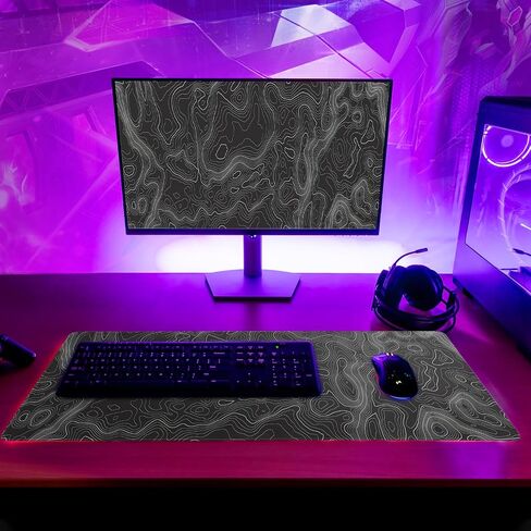 Japanese Black Sea Wave Mouse Pad Abstract Black Gaming Mouse Pad 31.5x11.8 Inch Sea Wave Texture Non-Slip Rubber Base Wave Large Mousepad Stitched Edges Keyboard Mouse Mat Desk Pad for Office Home in Saudi Arabia
