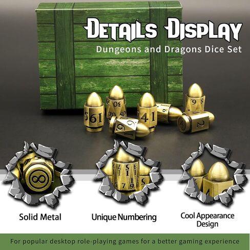 Bullet Dice Set, DND Dice Metal Revolver Dice，ZHOORQI D6 Dice Gun Dice D&D Gifts for Dungeons and Dragons, Pathfinder, Warhammer 40k or Theme Tabletop Games (7-Blood Sliver) in Saudi Arabia