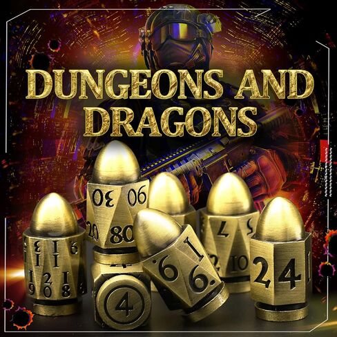 Bullet Dice Set, DND Dice Metal Revolver Dice，ZHOORQI D6 Dice Gun Dice D&D Gifts for Dungeons and Dragons, Pathfinder, Warhammer 40k or Theme Tabletop Games (7-Blood Sliver) in Saudi Arabia
