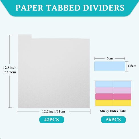 Caydo 42 Pieces Scrapbook Tabbed Dividers Plastic Clear Scrapbook Paper Dividers with 56 Pieces Sticky Index Tabs for Dividing 12 x 12 Inch Scrapbook Paper, Cardstock in Saudi Arabia