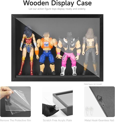 NC EBCO مجموعات العرض الخشبية المثبتة على الحائط تناسب المقتنيات 4 قطع 6 i Action Figure، حامل عرض الشكل مع ربط، مناسب لمقياس 1/12 Marvel Legends /DC/ GI Joe/ Motu Figure Toy، أسود in Kuwait