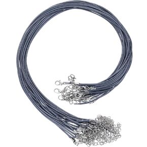 HARFINGTON 20Pcs Waxed Necklace Cord Bulk Pink 1.5mm Dia 18" Necklace String Rope with Chain Clasp for Pendants Bracelets Jewelry Making Supplies Accessories