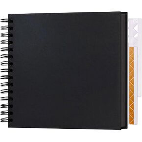 8 x 8 Inch Hardcover DIY Scrapbook Album 40 Pages (20 Sheets) Photo Album Mini Scrap Book Vintage Scrapbook for Wedding Anniversaries,Family Memories,Graduation, Travel (Black, 8 Inch 80 Pages)