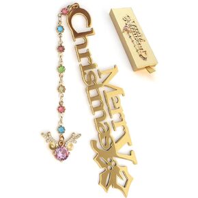 Metal Bookmark Cute Book Accessories Gifts for Women Teacher Readers Book Lovers for Christmas Mother's Day (Merry Christmas Gold)