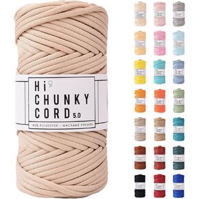 PLY-BR 5mm x 53 Yard Craft Soft Pure Braided Polyester Macrame Rope Cord Yarn / 04-Ivory