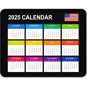2025 Calendar Mouse Pad, Square New Year 2025 Mousepad, Anti-Slip Rubber Backing, Stitched Edges, Smooth Surface, for Gaming, Office, Laptop, Computer, 8 x 10 Inch, New Year Office Supplies Gift