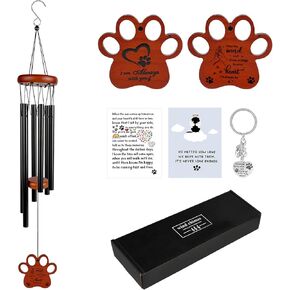 Pet Memorial Wind Chime, Dog Memorial Gifts for Loss of Dog Remembrance Gift Paw Pendant Sympathy Wind Chimes,Pet Memorial Keychain