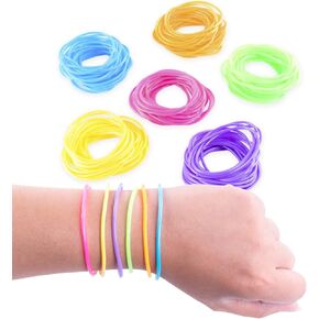 Super Z Outlet 80s Colorful Retro Rock Pop Star Rainbow Diva Disco Jelly Neon Gel Stretchable Bracelets Bands for Theme Events, Colorful Assortment, Assorted Toy Party Favor Prizes (Assorted 144pk)