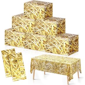 Mkway 6 Pcs Hay Bales Boxes Decor + 2 Pcs Hay Tablecloth, Western Cowboy Party Decorations Set, Fake Hay Photo Booth Props Rustic Farmhouse Cowboy Theme Party Birthday Decorations Village Accessories