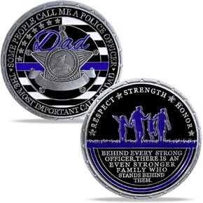 Police Challenge Coin - Thin Blue Line Police Officer Challenge Coin for Dad Law Enforcement Coins Decoration Souvenir Gift for Police Department Father