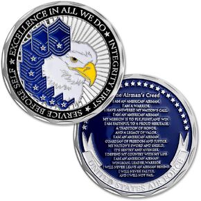 United States Air Force Challenge Coin The Airman's Creed Military Veteran Gift