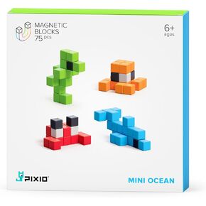 PIXIO Magnetic Blocks Mini Ocean, Tiny Magnetic Building Blocks in Pixel Art Style, Creativity for Kids, STEM Toys, Sensory Toys