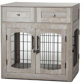 أثاث قفص للكلاب مع 3 أبواب، قفص كبير للكلاب مقاس 39.4 بوصة مع درجين ووسادة، بيت خشبي للكلاب المتوسطة/الكبيرة (31.5 بوصة طول × 23.6 بوصة عرض × 32.1 بوصة ارتفاع) in Kuwait