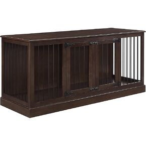 Crosley Furniture Winslow Medium Credenza Dog Crate Kennel for Pets, Dark Brown