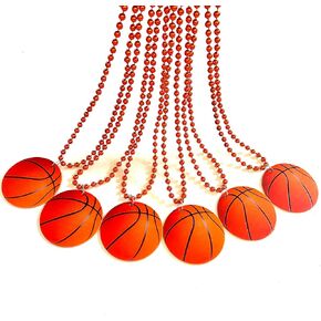 12 Pcs Sport Theme Party Beads Necklaces Basketball Pendants Beads Necklaces Sport Team Decorations Accessories Party Supplies…