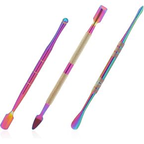 AHQiZFX 3-Piece Wax Carving Tools Set - Rainbow Stainless Steel Double-Ended Sculpting Tools for Clay, Wax, Pottery, Jewelry Detailing, and Modeling
