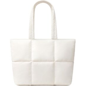 Comfyable Work Tote Bag for Women, Puffer Purse with Laptop Compartment, Large Shoulder Bag for Travel, 15 16 Inch