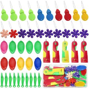 TUUXI 45 Pcs Needle Threader Tool 5 Types Plastic Flower Gourd Shaped Thumb Needle Threader Easy Hand Sewing Needle Machine Sewing Products with Clear Box for Cross-Stitch Crafting Knitting Quilting