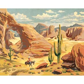 TUMOVO Paint by Numbers for Adults Desert Landscape with Cowboy DIY Easy Paint by Numbers Paint by Numbers for Beginner Kids and Adults Home Wall Decor Oil Painting 16x20 Inch