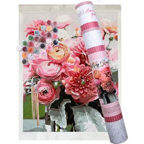 Pink Picasso Kits Botanical Floral Paint by Number for Adults | DIY Canvas Painting Kits Color by Numbers Drawing Arts and Crafts As Seen On Shark Tank | Blushing Bloom 16x20 - Paint Kit Set