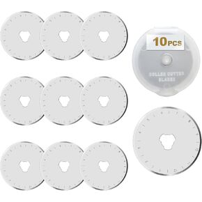 10 PCS 45mm Rotary Cutter Replacement Blades SXUSOTG Ultra-Sharp and Durable Steel Blades with Clear Scale Rotary Cutter Blades for Quilting Sewing Crafting and Fabric Leather Cutting (45mm-Silver)